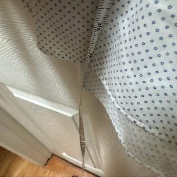 Nili Lotan Tuxedo Pleated Mock Neck 100% Cotton Blouse Blue Pinstripe S Small - Picture 6 of 7